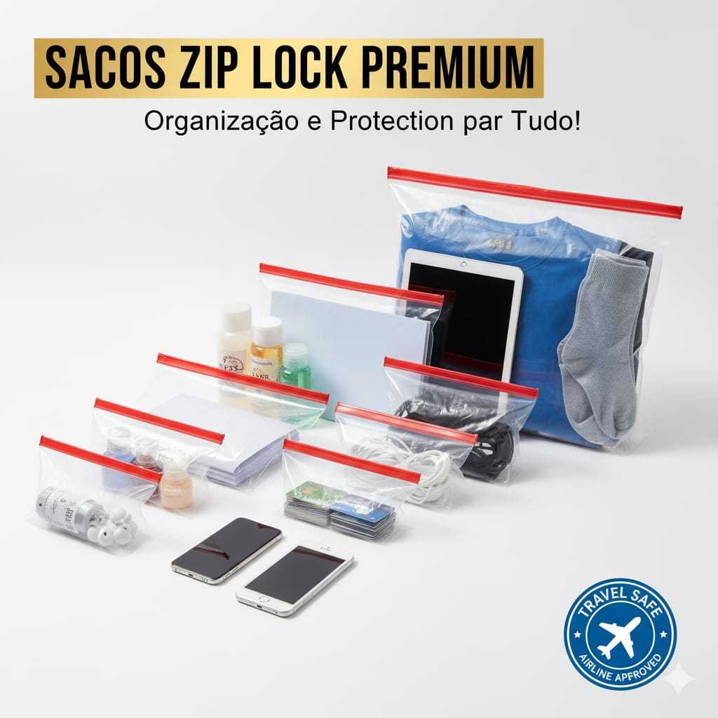 Saco Zip Lock Hermético Abre e Fecha - C/ 100 Unidades