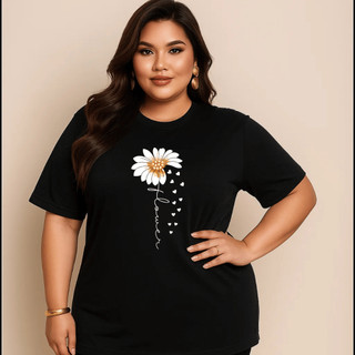 Blusa Cropped Girassol Feminina - Verão, Manga Curta | 65% Algodão