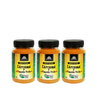 Kit 3 Cúrcuma em Pó com Pimenta Orgânica Kampo De Ervas 250g Açafrão 100% Puro Natural Veg S/ Glúten