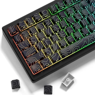 Keycaps Topográficas 97 Teclas PBT Preto / Branco + Removedor de Teclas - Resistentes | Bonitas