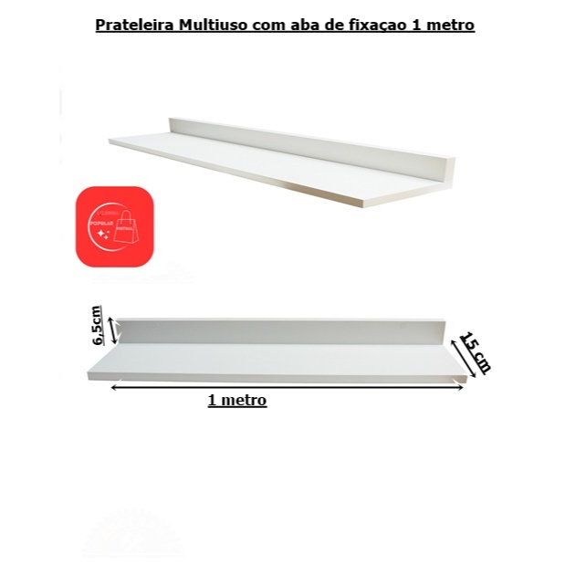 kit 3 Prateleira Multiuso com aba de fixaçao 1 metro por 15 cm MDF ...