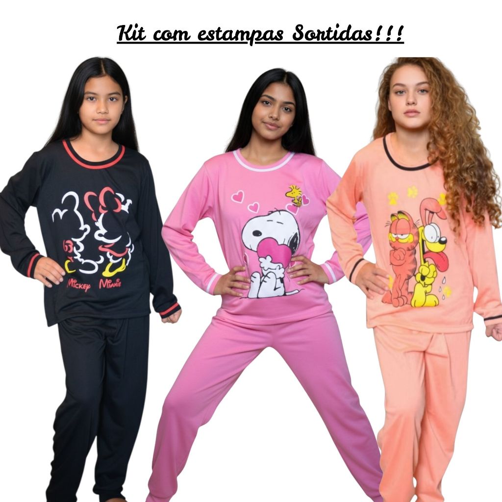 Kit com 2 Pijamas Infantil Longo bem quentinho Inverno em malha de Qualidade Estampas Sortidas em Oferta na Shopee