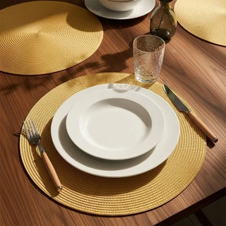 Kit 4 ou 10 Peças Jogo Americano Redondo Sousplat Cozinha Jantar 39cm Impermeável Design Elegante Para Mesa Posta