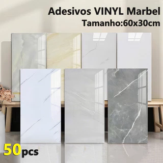 Kit 50PCS Adesivos de Parede Revestimento em Mármore Placas Adesivas Banheiro Cozinha Lavabo Cerâmica