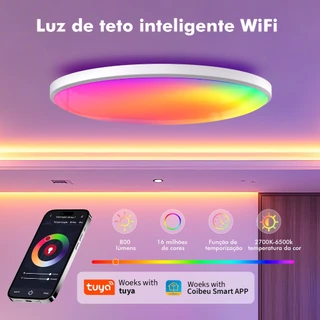 COIBEU Luz de Teto Inteligente WiFi Controle por Voz e App Bivolt