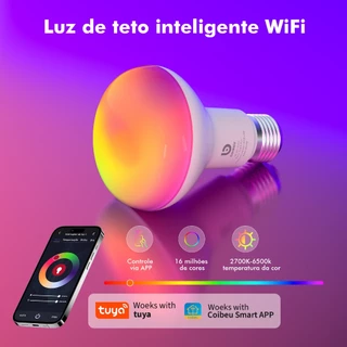 COIBEU 15W Lâmpada LED Inteligente WiFi Controle por Voz Alexa e Google, APP Tuya Bivolt