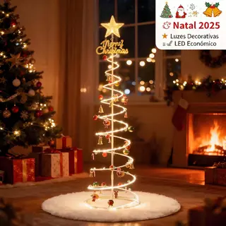 🎅 Árvore de Natal com Luzes LED 1,8m Dobrável Montagem Fácil Decoração Completa e Enfeites N10