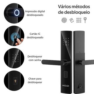 Fechadura Eletrônica Digital 5 em 1 Com Biometria, Senha Touch, Chave e Tag-M17
