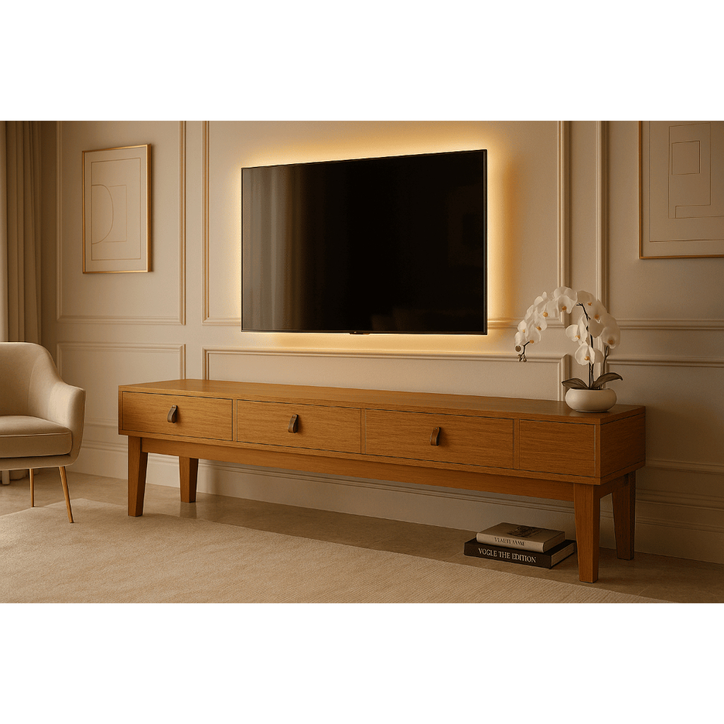 Rack Royal Para TVs 180cm com 3 Gavetas de Mdf e com Pés em Madeira ...