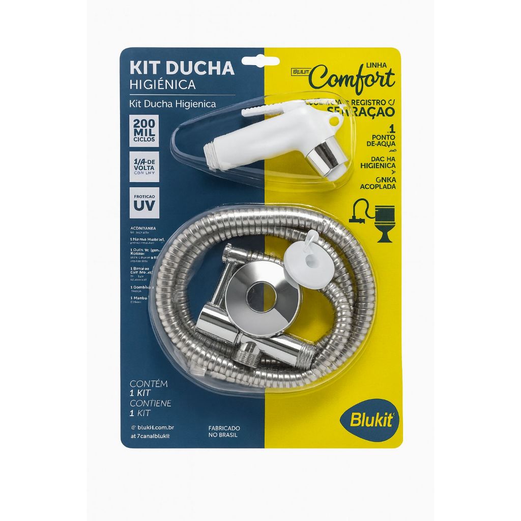 KIT DUCHA HIGIENICA BLUKIT COM GATILHO E MANGUEIRA INOX | Shopee Brasil