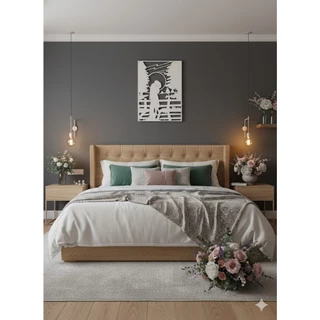 Quadro Decorativo Casal Luar Vazado 70x47 Madeira Mdf 3mm Preto Quarto Decoração QD_0110