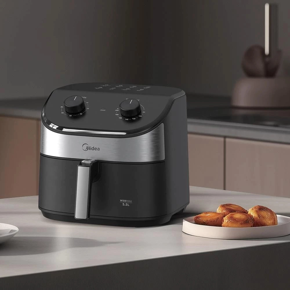 Fritadeira Air Fryer 5,5l Widemax Com Interior De Alumínio 1900w Midea -110V