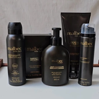 Combo Malbec Pure Gold O Boticário (Sabonete, Desodorante, Hidratante, Gel Barba, Spray Intimo)