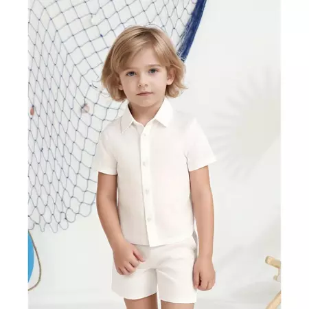 Novo conjunto camisa e bermuda infantil manga curta liso viscolinho