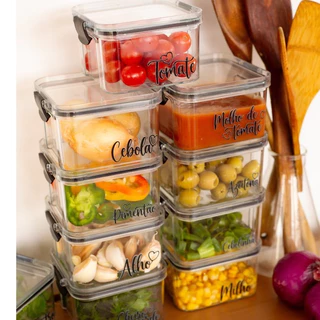 Kit Potes Herméticos Geladeira Acrílico | Porta-Alho, Porta-Cebola | 460ml/800ml - Porta Mantimentos