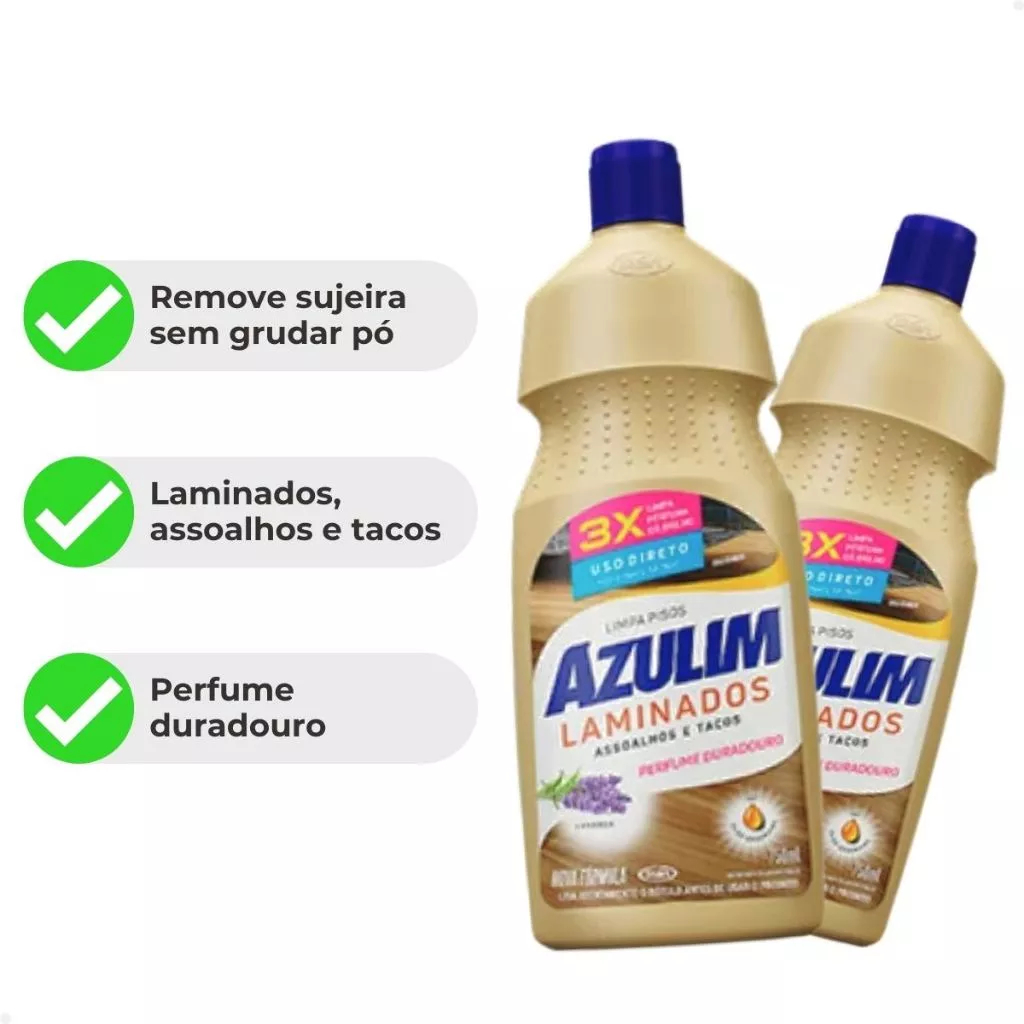 KIT 2 LIMPA PISOS LAMINADOS, ASSOALHOS E TACOS AZULIM 750ML | Shopee Brasil