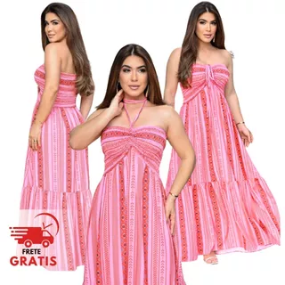 Vestido Longo Boho Tomara Que Caia Tribal – Ideal para Sair, Praia – Moda Feminina Verão em Oferta na Shopee