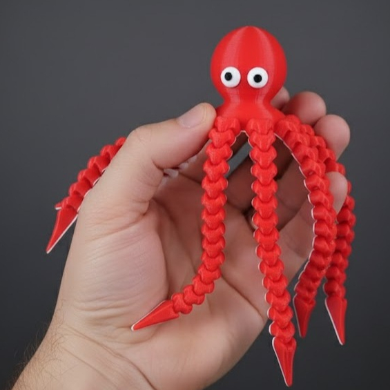 Polvo Articulado 3D – Brinquedo Divertido e Criativo
