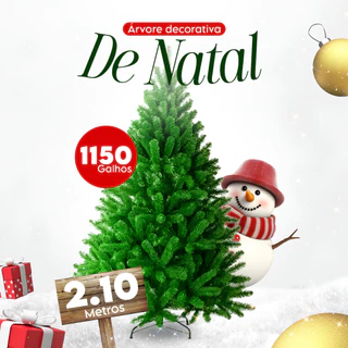 Arvore Natal Premium Grande 210cm 1150 Galhos Pinheiro Decoração Natalina Cheia Verde Tradicional