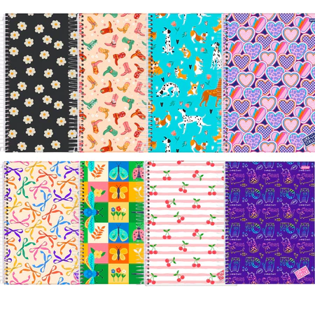 Kit com 10 caderno Jandaia espiral capa dura universitário - 1 matéria 80 folhas 