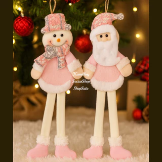 Kit 2 Bonecos Enfeite Perna Longa Rosa Decoração Pendente Para Árvore De Natal