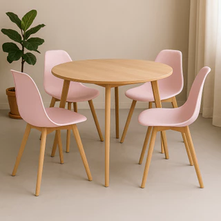 Cadeira CHARLES EAMES Solid Wood 131PP ROSA KIT 4 UN
