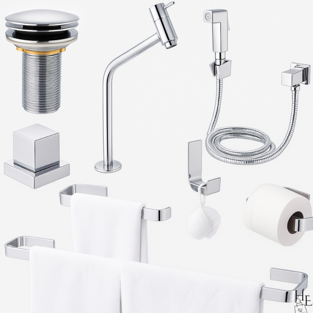 Kit Acessórios Banheiro Cromado +Torneira Link+ Ducha Higienica ...