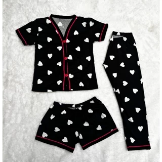 Kit Pijama Infantil Menina 3 Peças Americano Camisa Botões + Calça + Short Conforto Malha 2 ao10 em Oferta na Shopee
