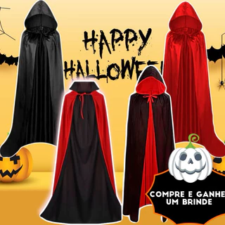 Capa Drácula +BRINDE Halloween Vampiro Bruxa Dupla Face Capus Serve para adulto e infantil Fantasia Terror Bruxo