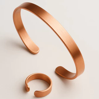 Kit Pulseira + Anel de Cobre Puro Unissex em Oferta na Shopee