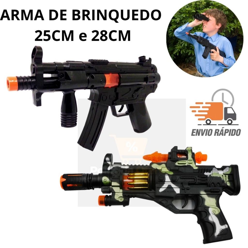Arma Metralhadora Pequena De Brinquedo 25 Cm com som e luz | Shopee Brasil