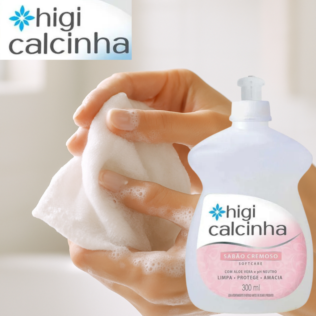 Higi Calcinha Sabonete Sabão Cremoso Softcare 300ml Mulher Feminino ...