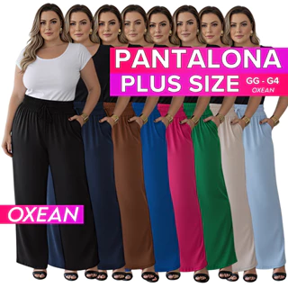 Calça Pantalona Plus Size Feminina Elástico Na Cintura Com Bolso Cintura Alta Tecido Duna em Oferta na Shopee