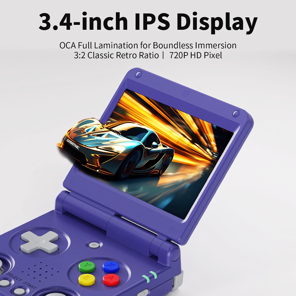 ANBERNIC RG34XXSP Flip Console de Jogos Portátil Tela IPS 3.4