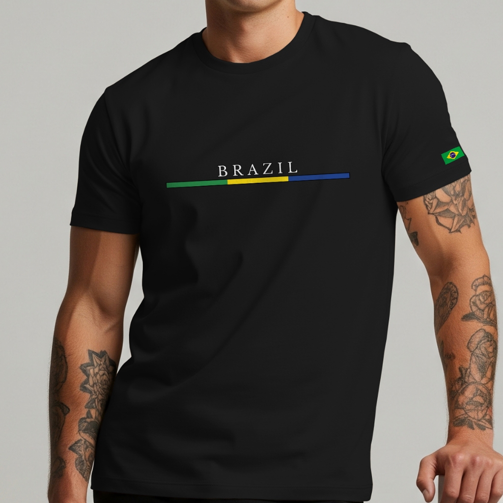 Camisa Masculina Estampa Brasil Brazil Casual Streetwear
