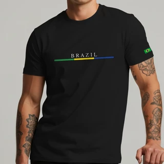 Camisa Masculina Estampa Brasil Brazil Casual Streetwear