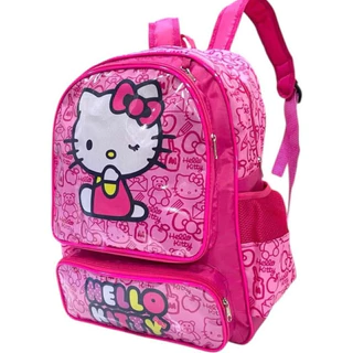 Mochila Juvenil Hello Kitty Costas Rosa Escolar Semi Impermeável Tamanho Grande