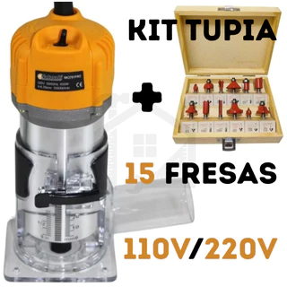 Kit Tupia Laminadora 650W + Jogo De Fresas 15 Peças Profissional 110V/220V Potente Envio Imediato