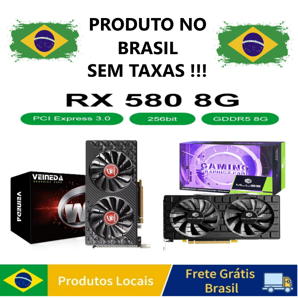 Placa De Video Amd Radeon Rx580 8gb 256bits Gddr5 Hdmi Gamer Original com Nota Fiscal