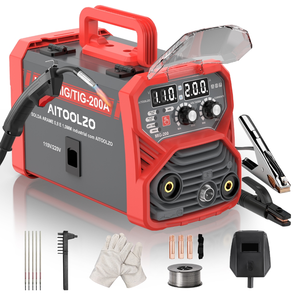 Máquina Solda Sem Gás/gás Mig+mag+flux+tig+mma 5EM1 Aitoolzo | Shopee ...