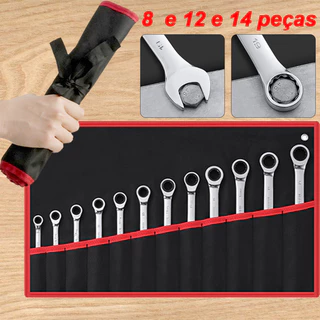 14 Peças Jogo Chave Combinada Boca Estrela Profissional combinação de aço carbono Chave fixa Com saco de armazenamento