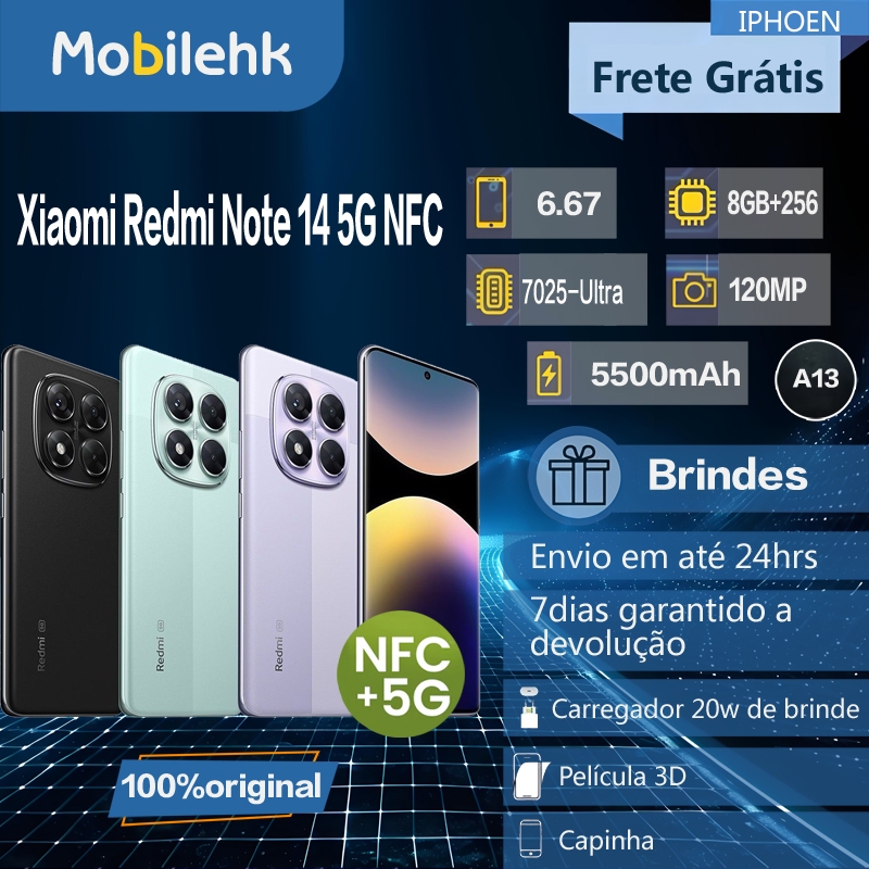 Celular Xiaomi Redmi Note 14 Pro 5G 256gb / 512gb NFC Versão Global Original (COM CAPINHA E PELÍCULA)