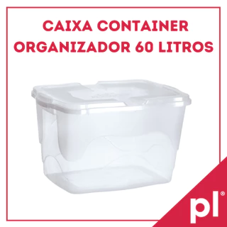 Caixa Organizadora 60 Litros G Transparente Com Tampa em Oferta na Shopee