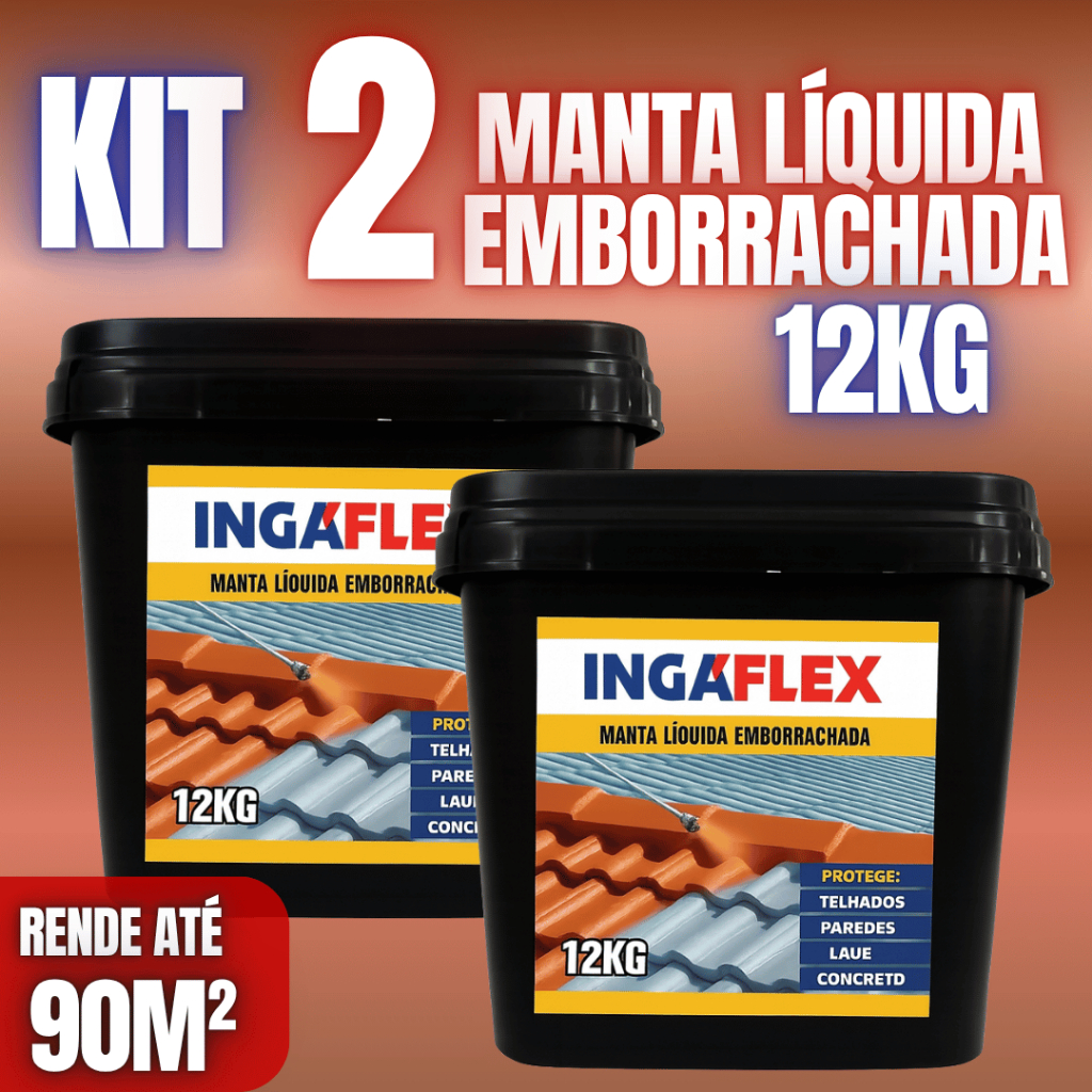 Kit 2 Manta Líquida 12kg Ingaflex Proteção Para Telhado e Laje Bloqueia ...