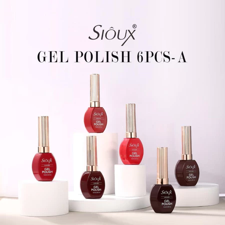 Kit Esmalte em Gel Sioux – 6 Cores Vibrantes Gel Polish UV/LED 12ml Cada
