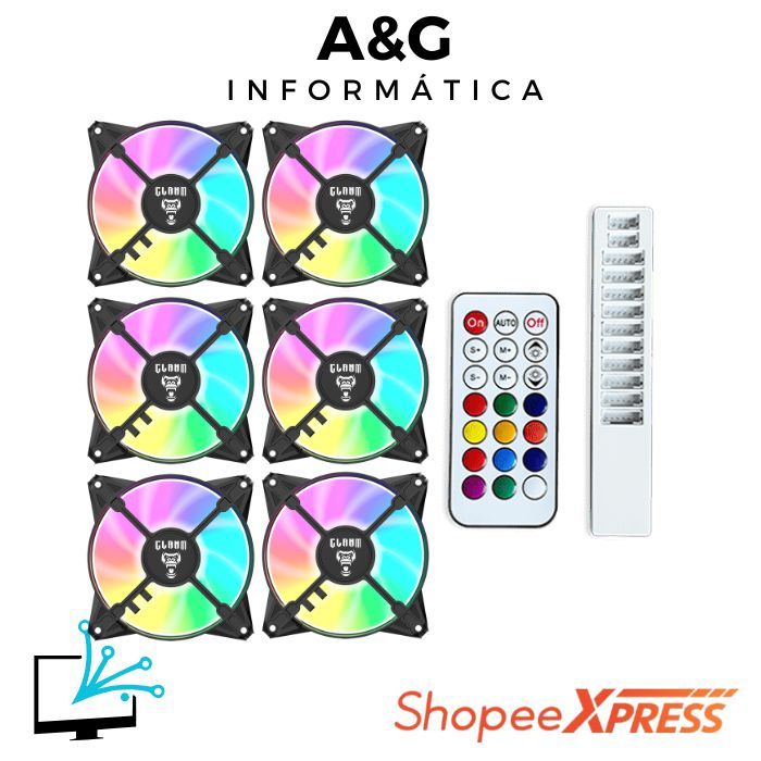 Kit Fans Gamer ARGB Eurus 6 Pinos + Controladora para até 10 Fans 6 ...