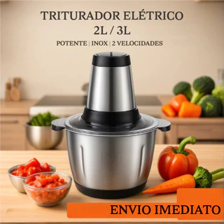 Moedor Triturador Processador Elétrico 2L/3L Multifuncional Seguro 110V/220V Alimentos Carnes Legumes Aço Inox NO BRASIL