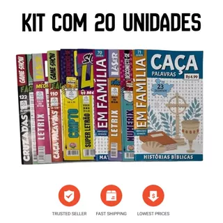 PASSATEMPOS- KIT COM 20 CAÇA PALAVRAS/LETRÃO