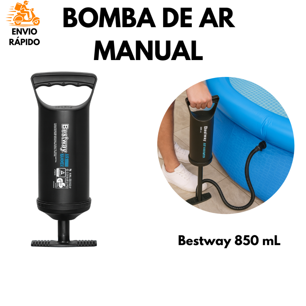Bomba de Ar Manual Bestway 850 mL Infle Piscinas, Colchões e Infláveis ...