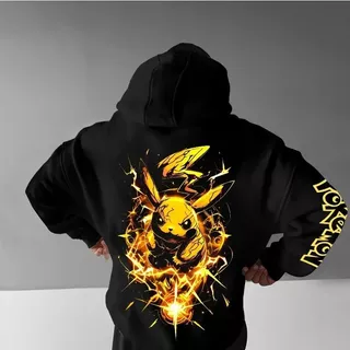 Moletom Capuz Pokémon Pikachu Elétrico Aftersoul Unissex Plus Size P ao G3 100% Algodão